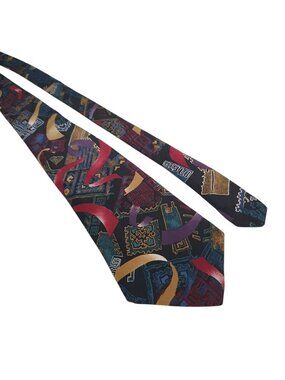 Cezani Mens Tie Abstract Multicolor Geometric Silk 55 x 4 Inches Art